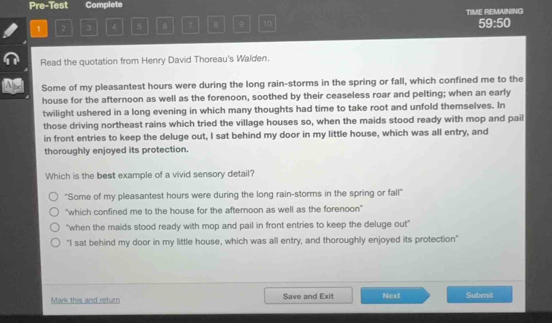 pre-test completetime remaining59:501 2 3 4 5 6 7 8 9 10read the quotat…