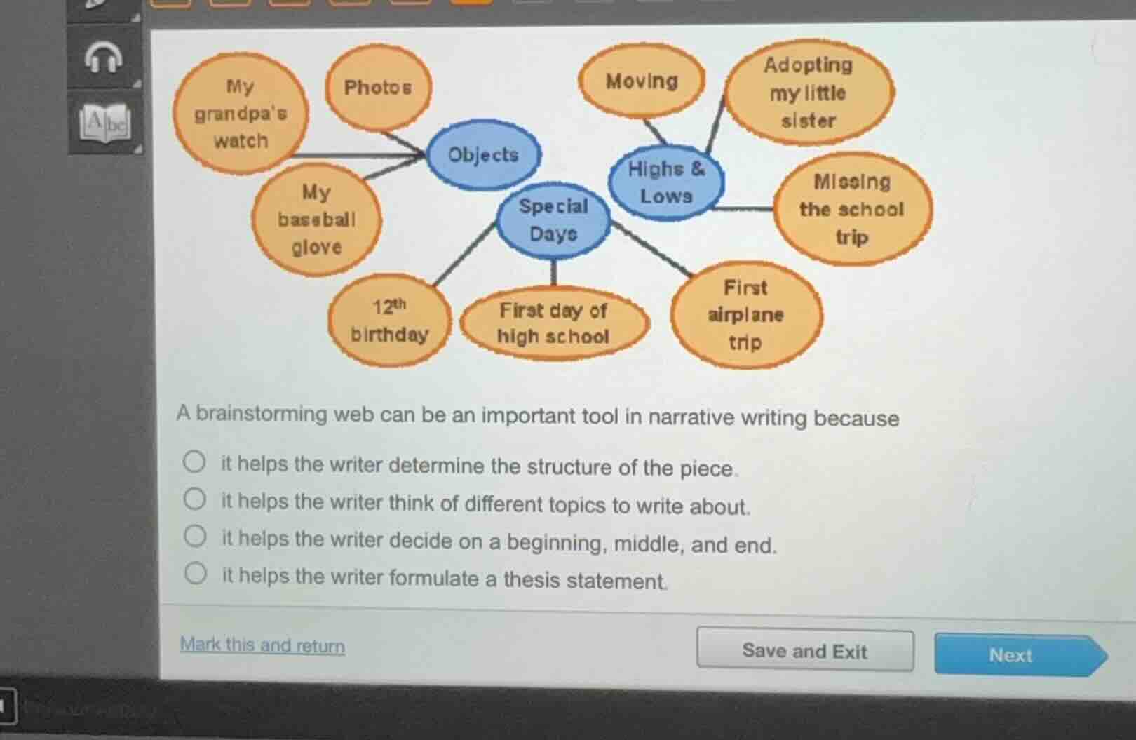 a brainstorming web can be an important tool in narrative writing becau…