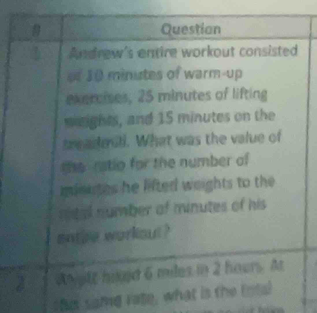 1. andrews entire workout consisted of 10 minutes of warm-up exercises,…