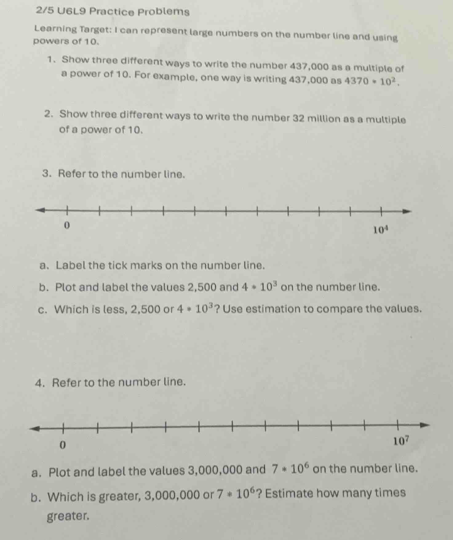 2/5 u6l9 practice problems learning target: i can represent large numbe…