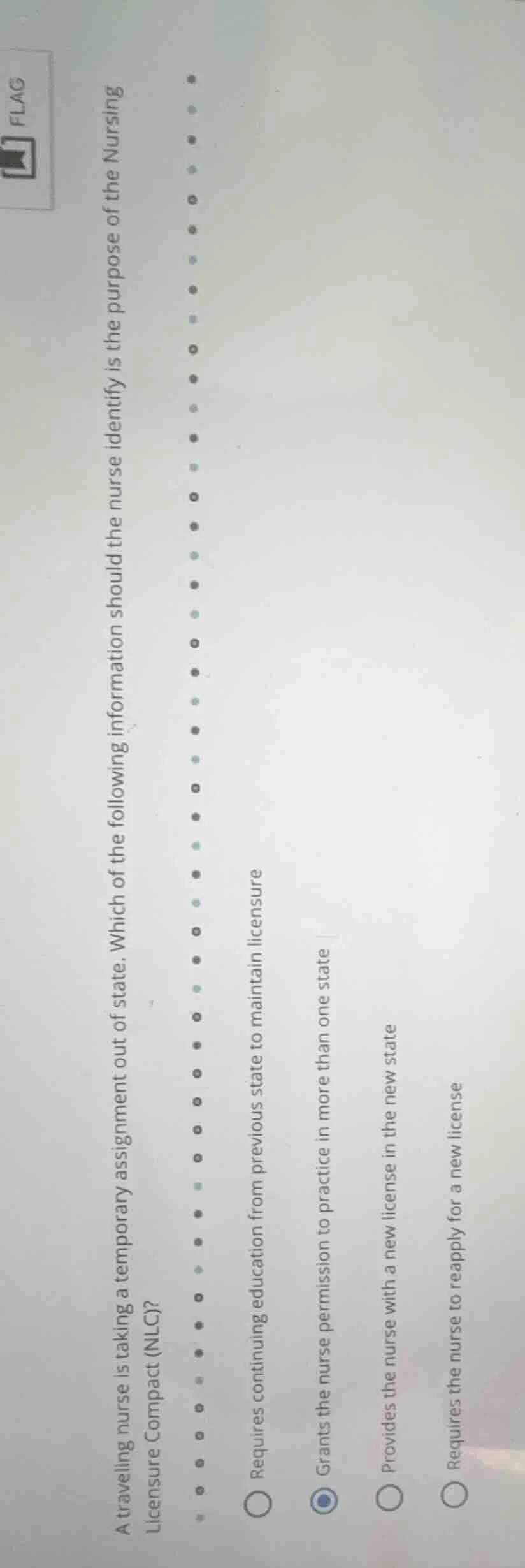 a traveling nurse is taking a temporary assignment out of state. which …