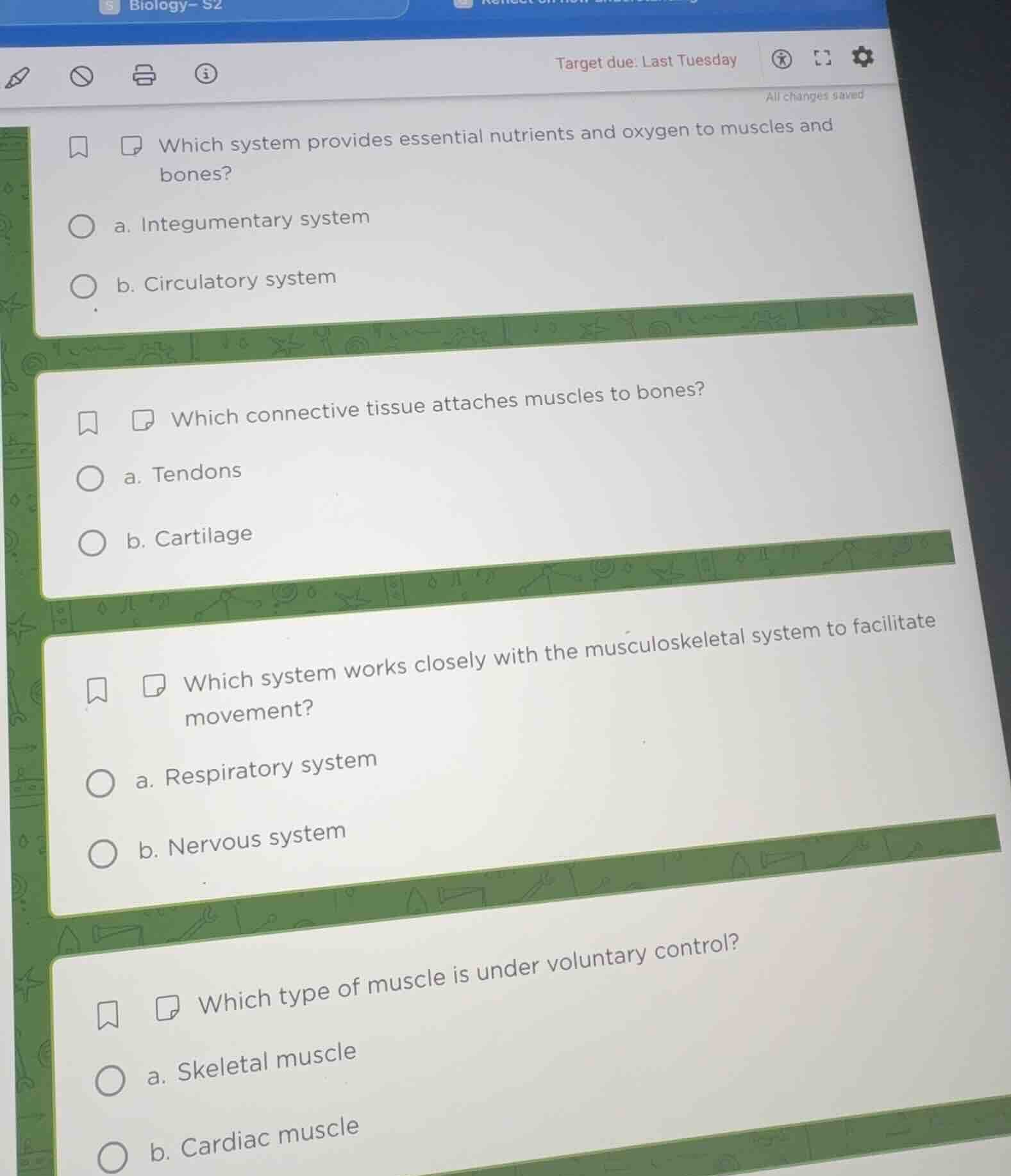 target due: last tuesday all changes saved 1. which system provides ess…