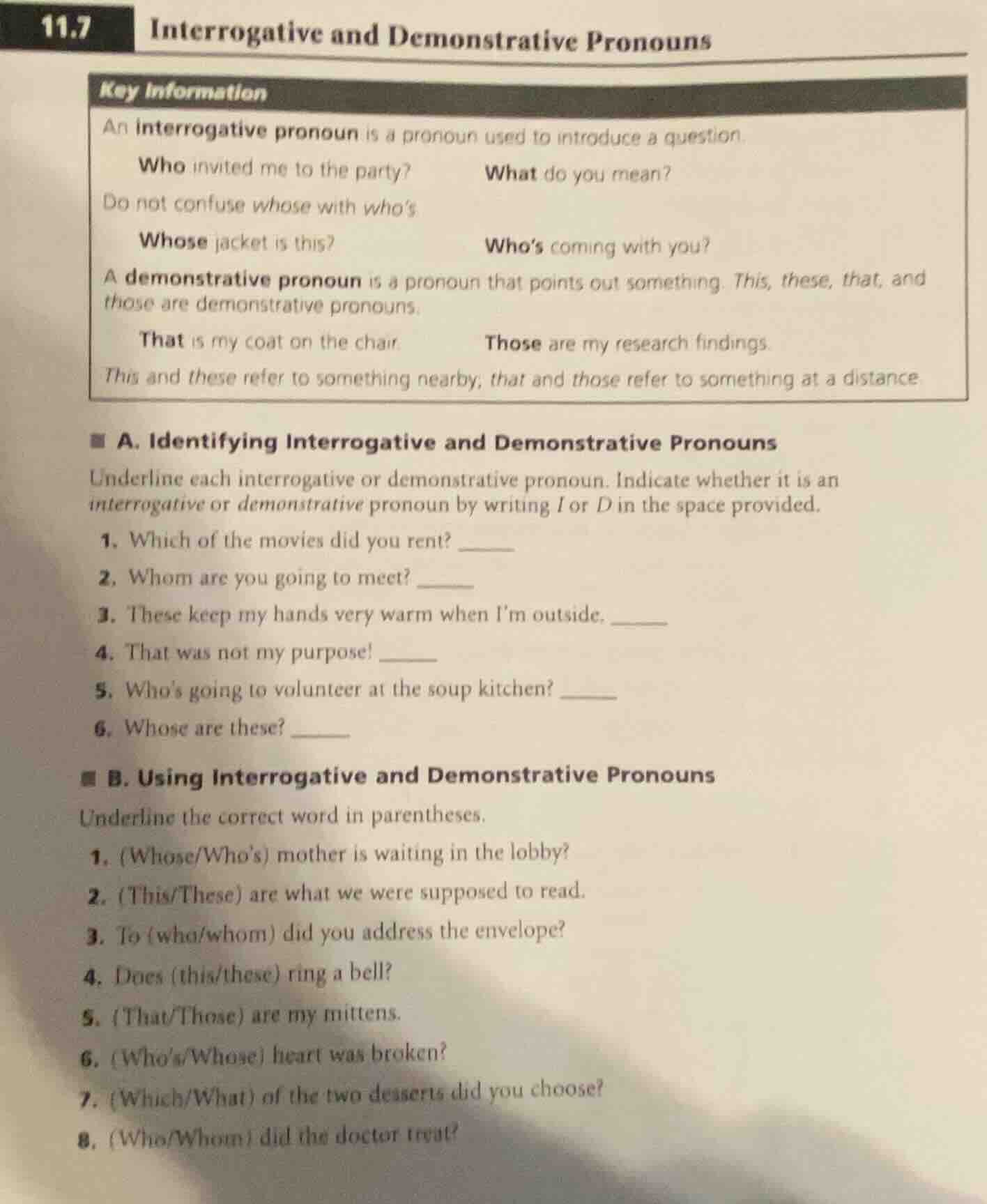 11.7 interrogative and demonstrative pronouns key information an interr…