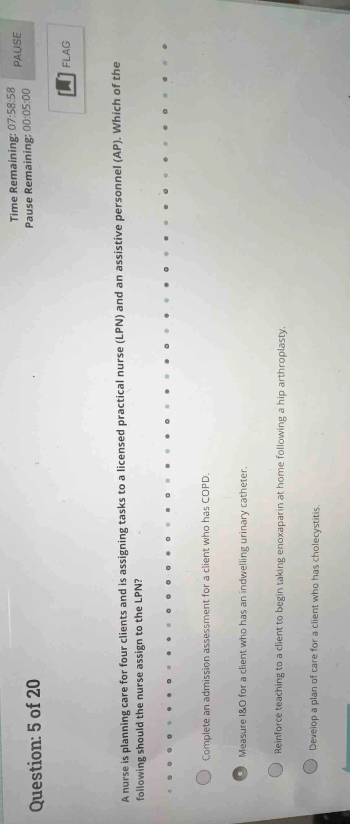 question: 5 of 20 time remaining: 07:58:58 pause pause remaining: 00:05…