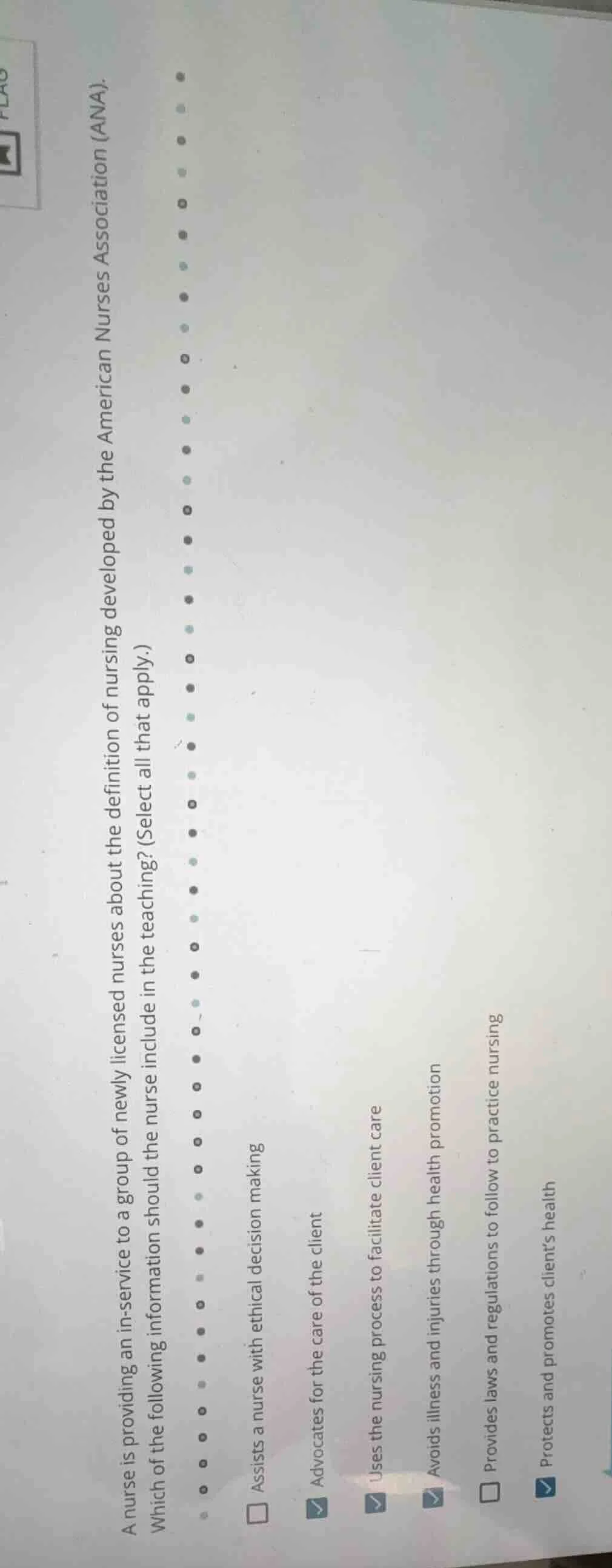 a nurse is providing an in-service to a group of newly licensed nurses …