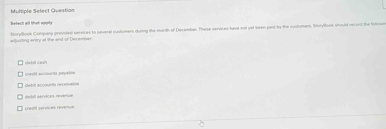 multiple select question select all that apply storybook company provid…