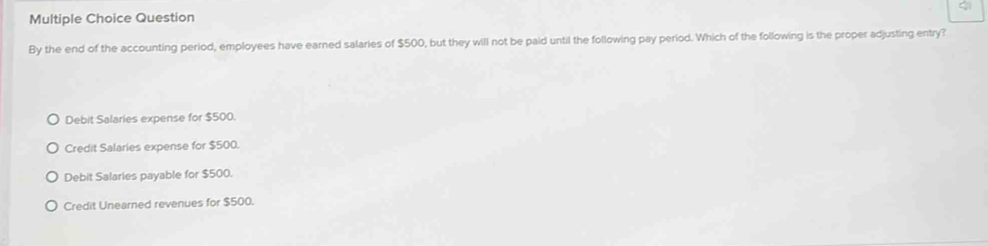 multiple choice question by the end of the accounting period, employees…