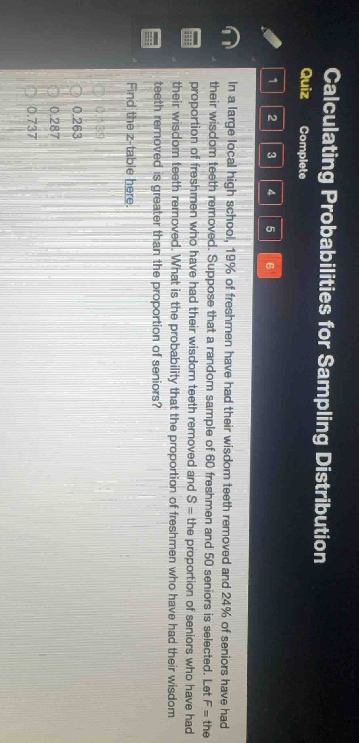 calculating probabilities for sampling distribution quiz complete 1 2 3…