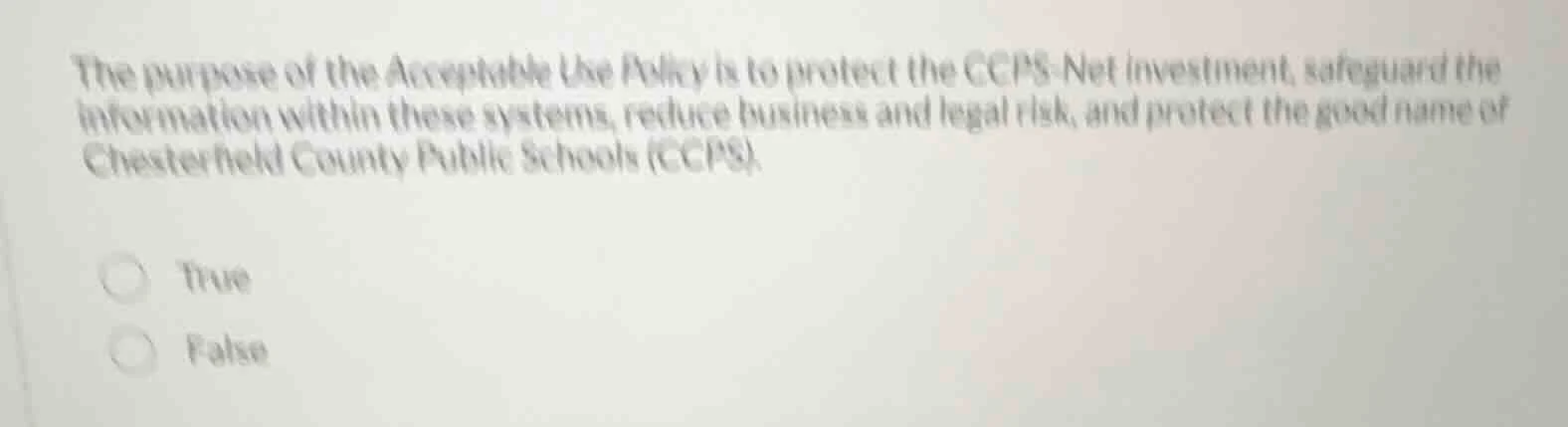 the purpose of the acceptable use policy is to protect the ccps-net inv…