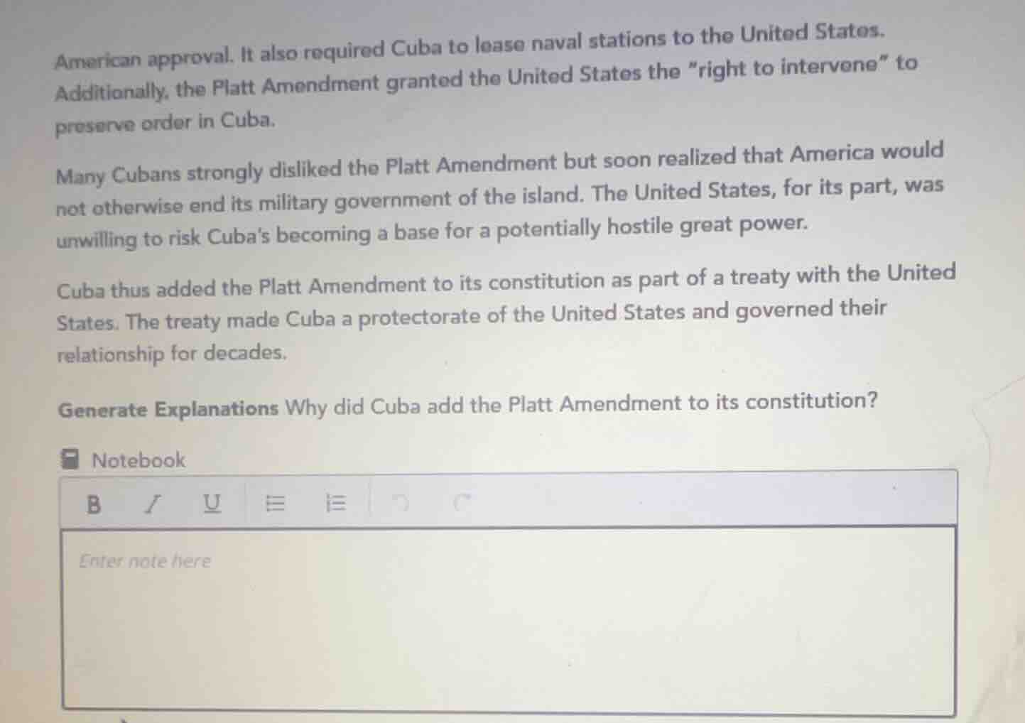 american approval. it also required cuba to lease naval stations to the…