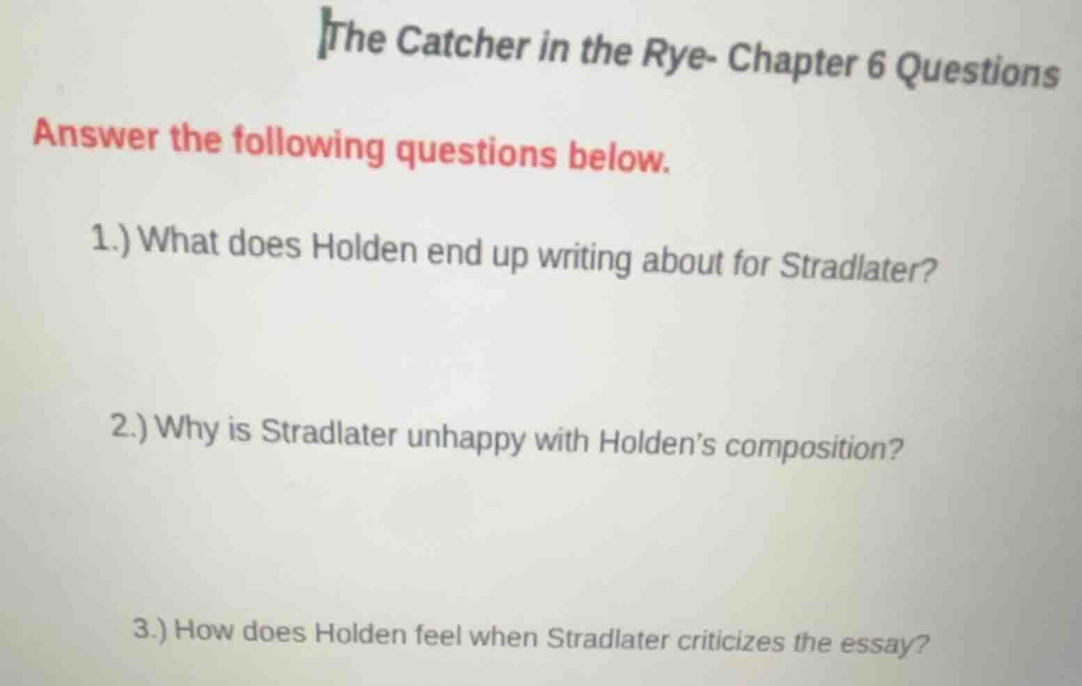 the catcher in the rye- chapter 6 questions answer the following questi…