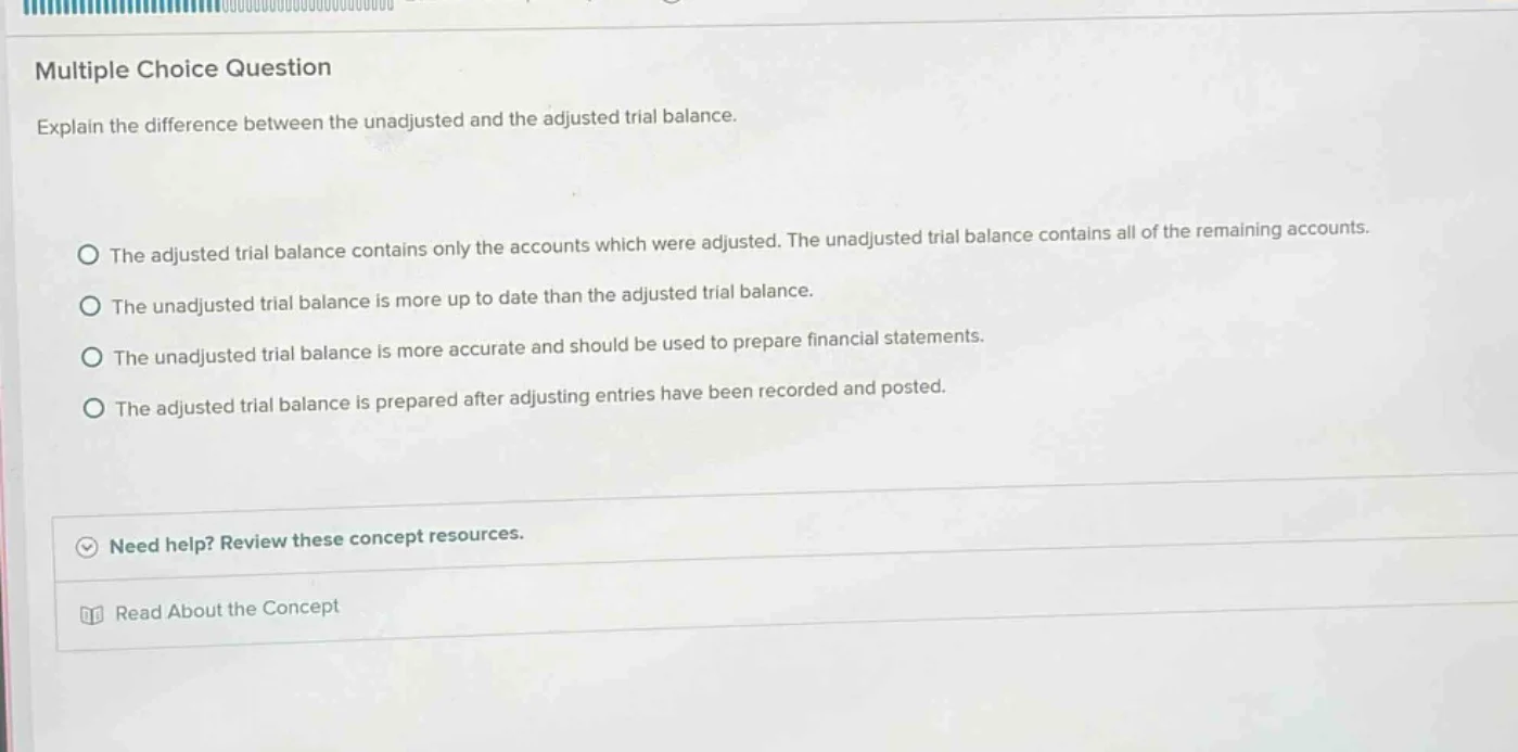 multiple choice question explain the difference between the unadjusted …