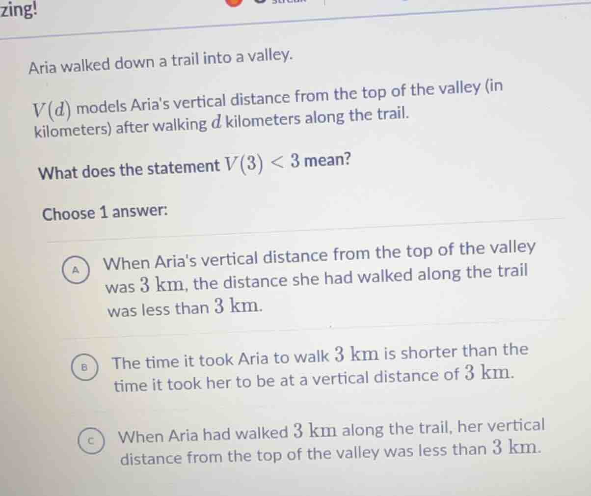 aria walked down a trail into a valley. $v(d)$ models arias vertical di…