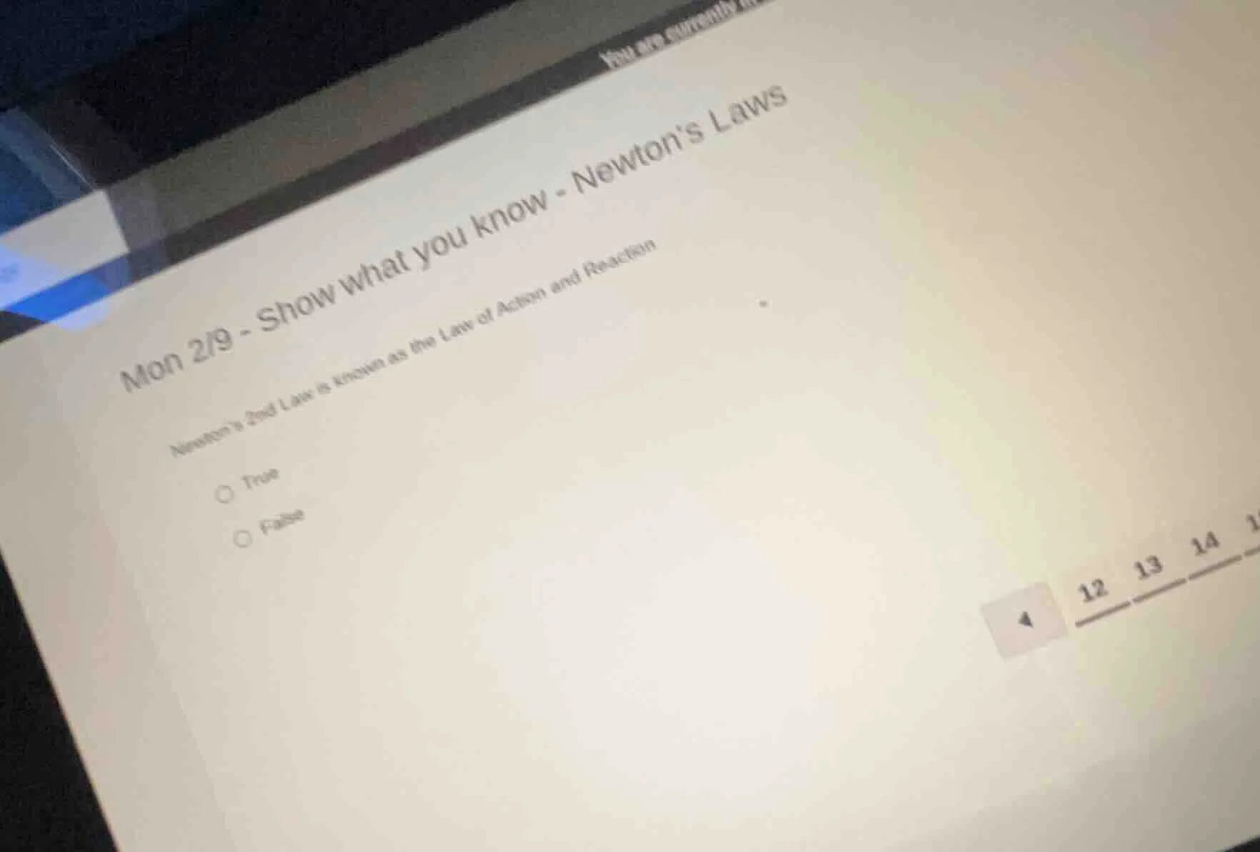 mon 2/9 - show what you know - newtons laws newtons 2nd law is known as…