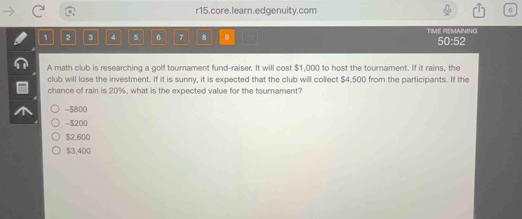 a math club is researching a golf tournament fund-raiser. it will cost …