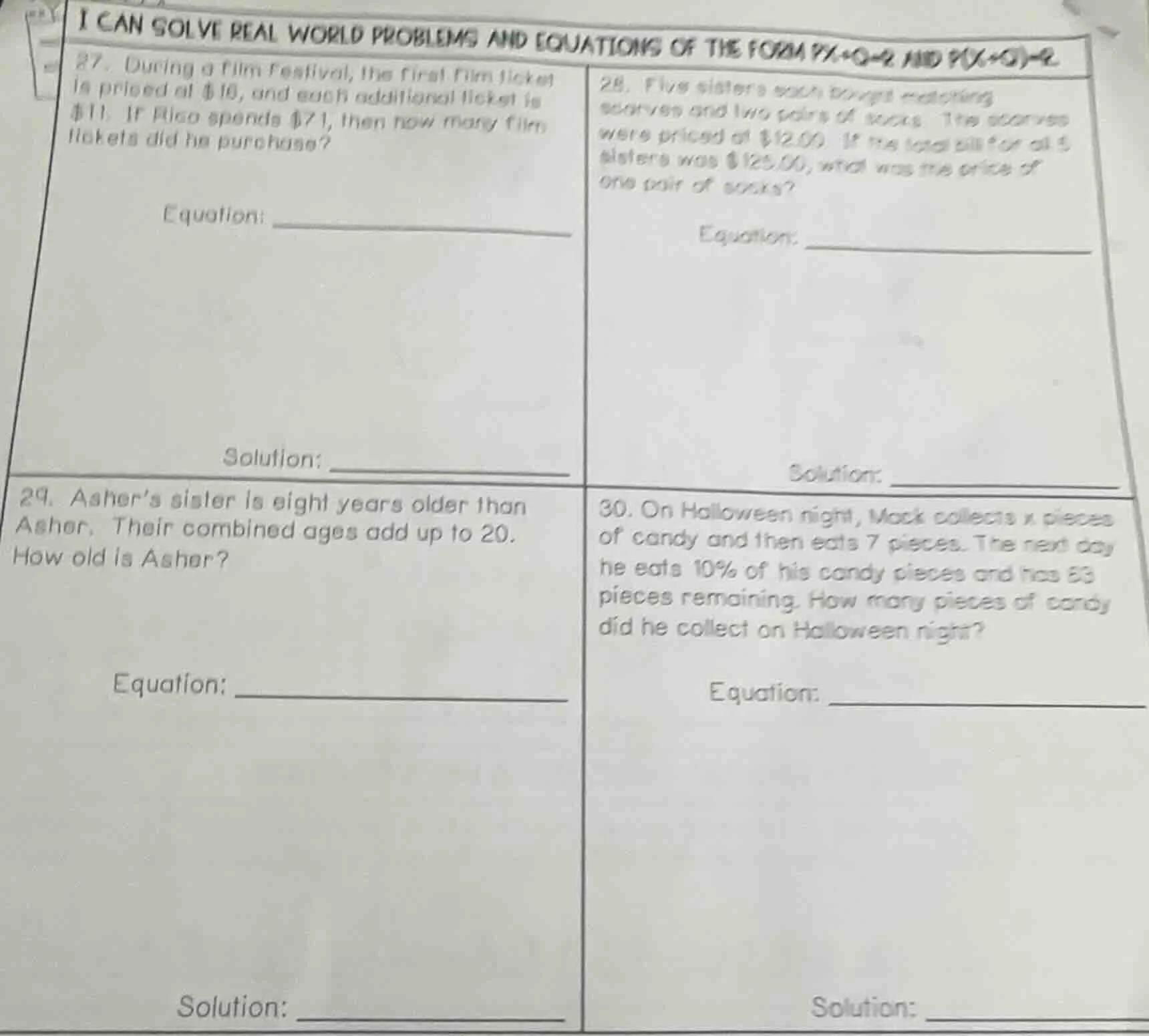 i can solve real world problems and equations of the form $px+q=r$ and …