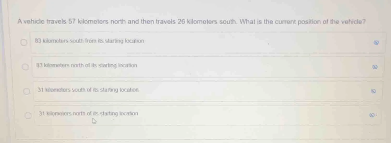 a vehicle travels 57 kilometers north and then travels 26 kilometers so…