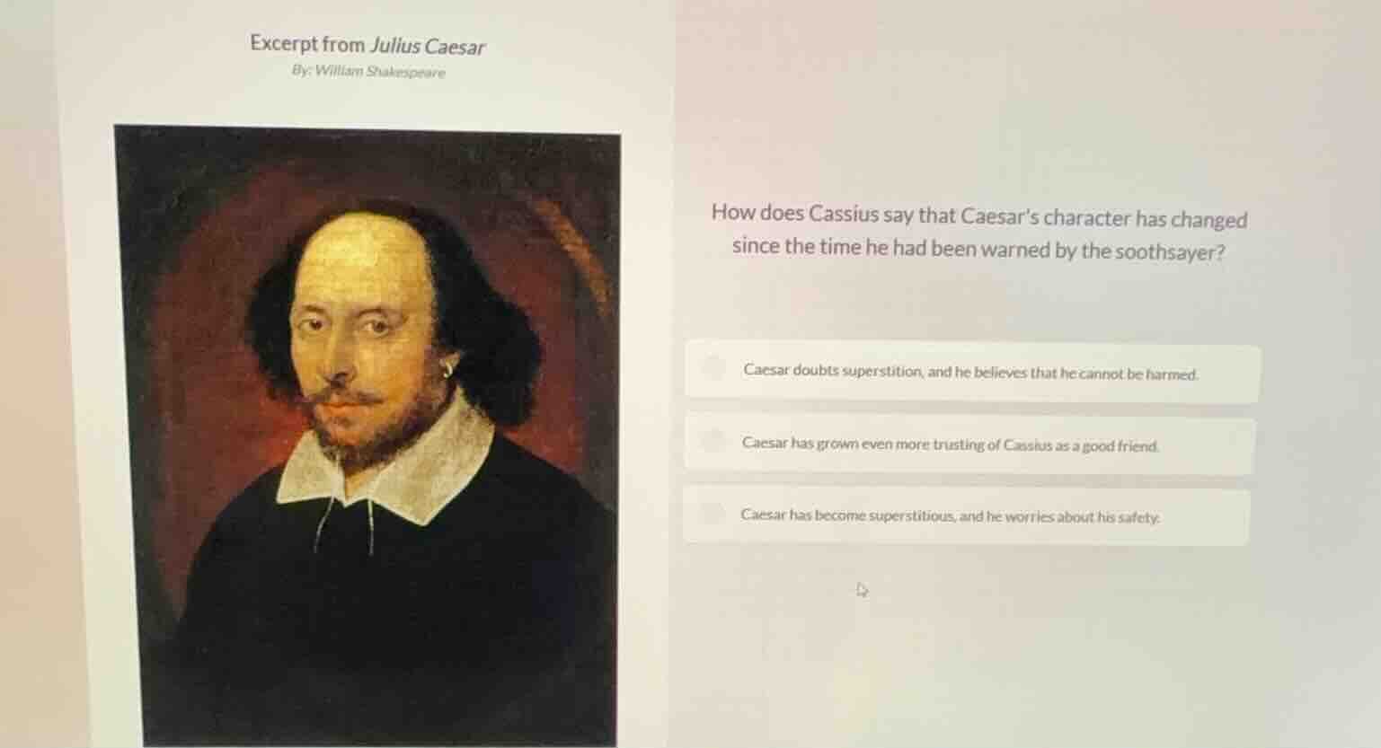 excerpt from julius caesar by: william shakespeare how does cassius say…