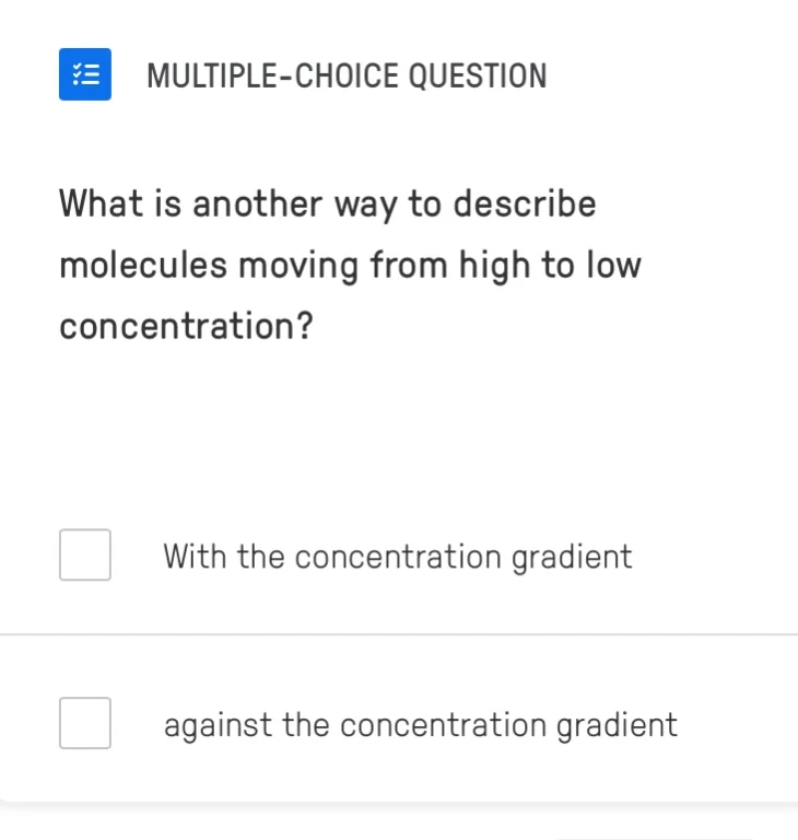 multiple-choice question what is another way to describe molecules movi…
