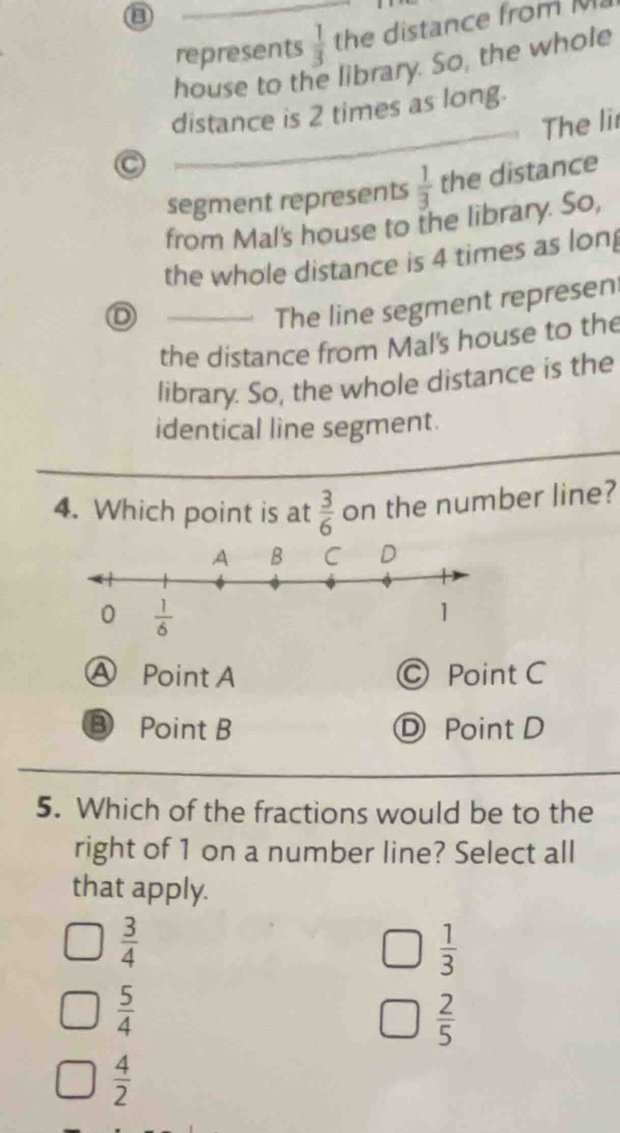 b represents $\frac{1}{3}$ the distance from house to the library. so, …