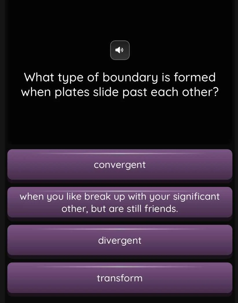 what type of boundary is formed when plates slide past each other? conv…