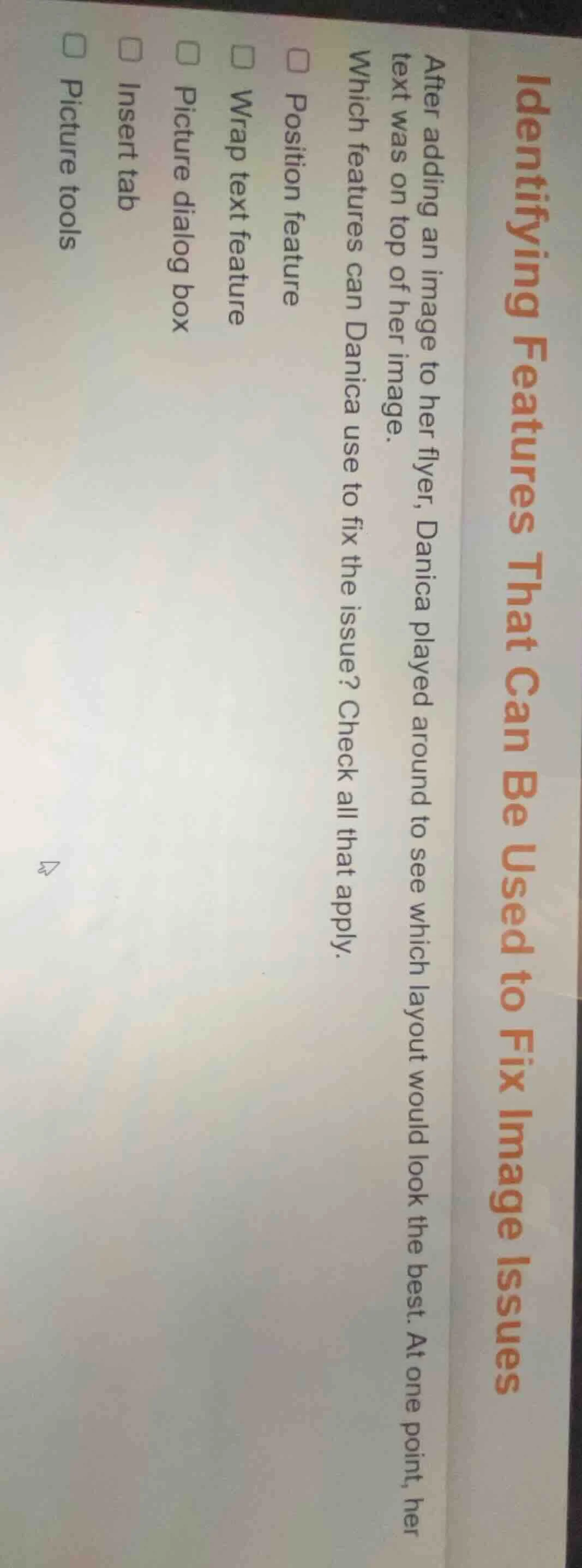 identifying features that can be used to fix image issues after adding …