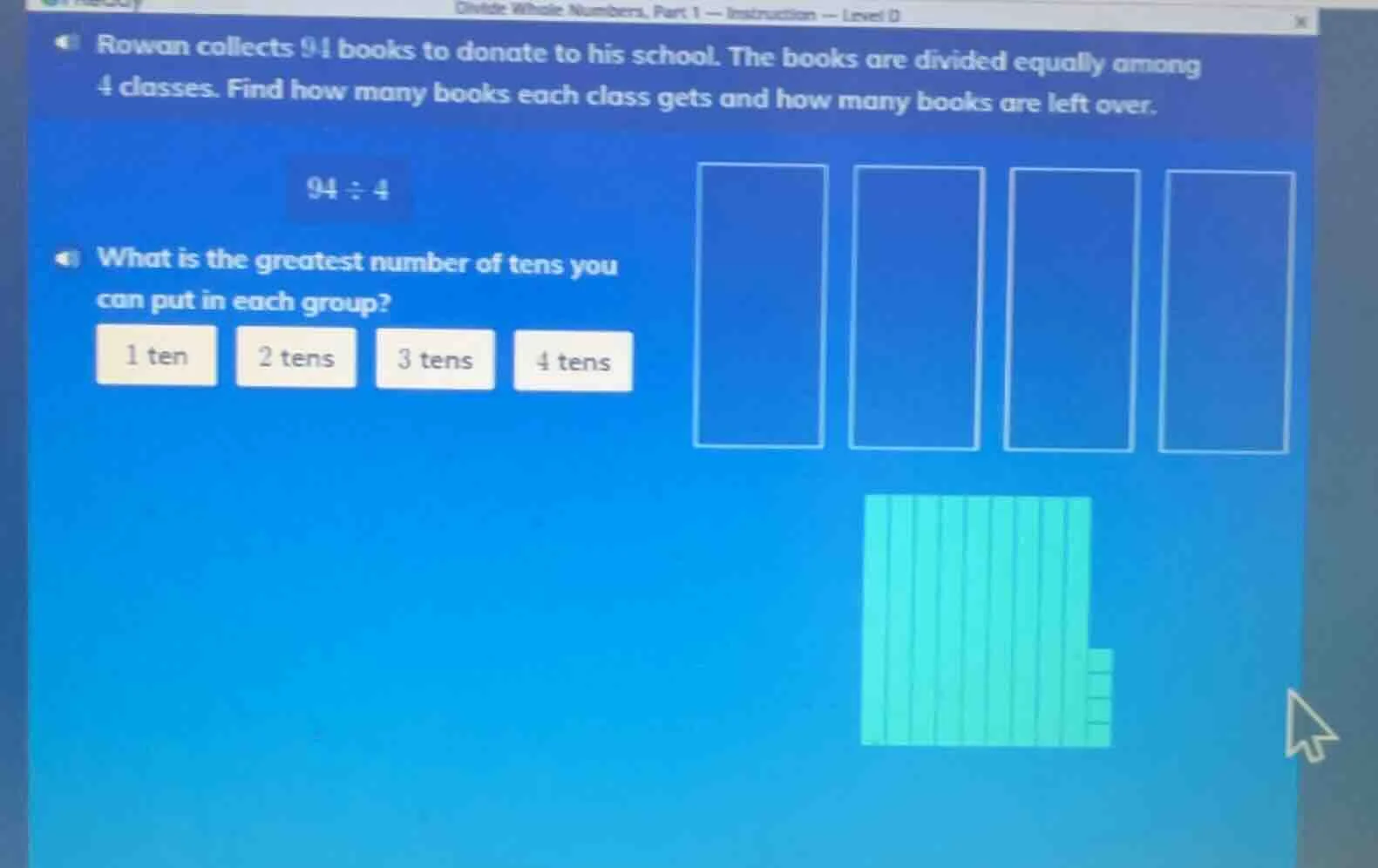 divide whole numbers, part 1 -- instruction -- level d rowan collects 9…