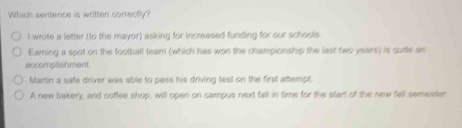 which sentence is written correctly? i wrote a letter (to the mayor) as…