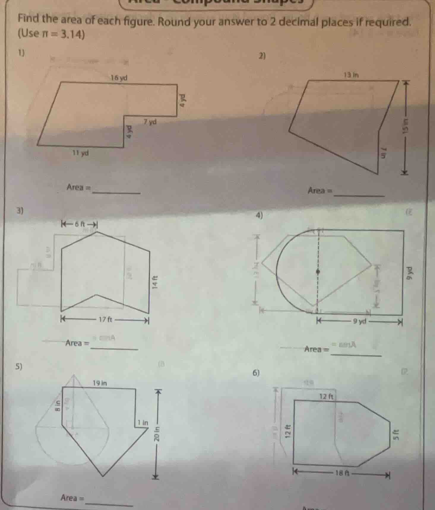 find the area of each figure. round your answer to 2 decimal places if …