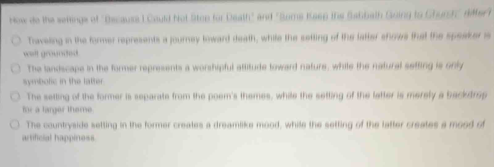 how do the settings of *because i could not stop for death* and *some k…