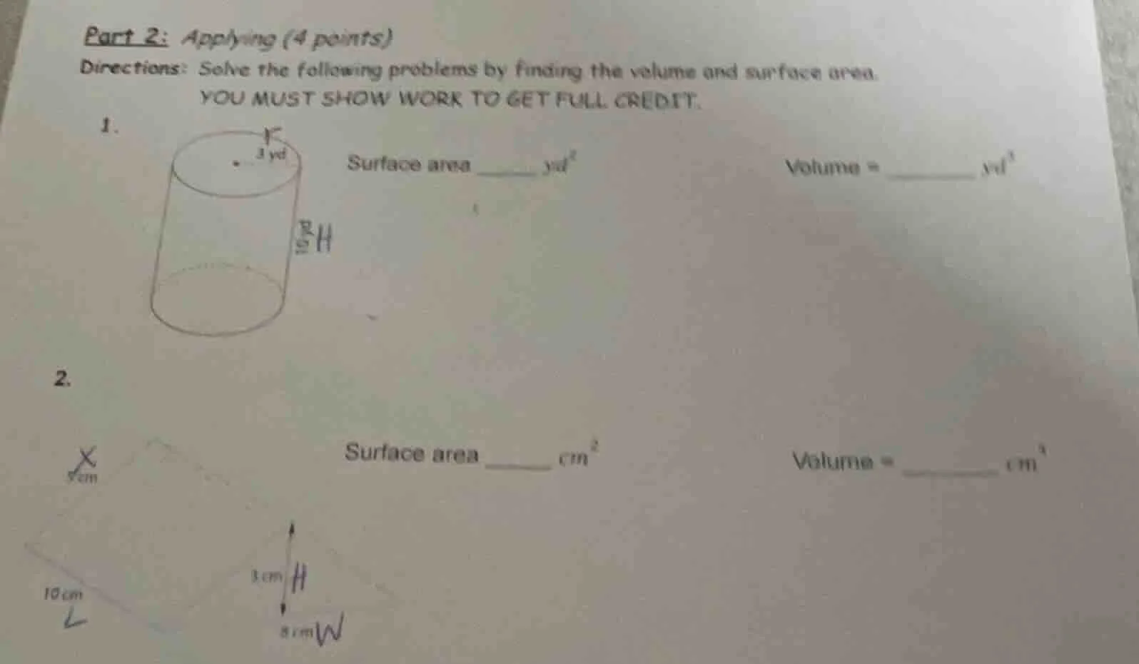 part 2: applying (4 points)directions: solve the following problems by …