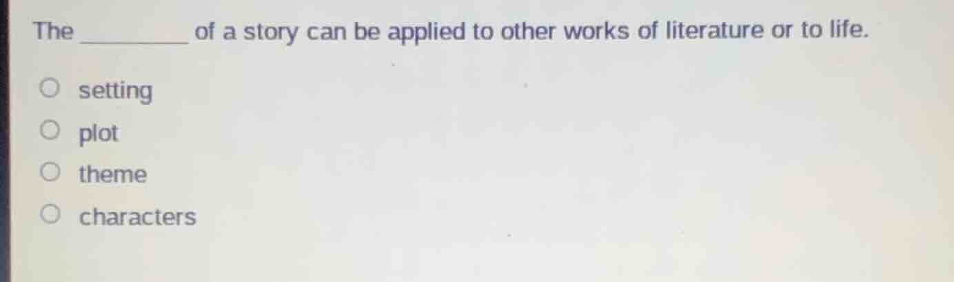 the ________ of a story can be applied to other works of literature or …