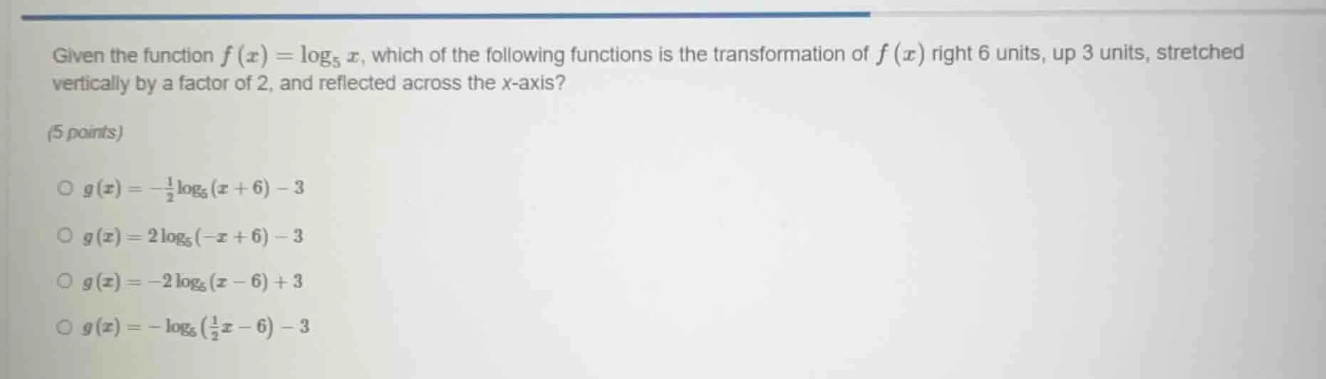 given the function $f(x)=\\log_{5}x$, which of the following functions …