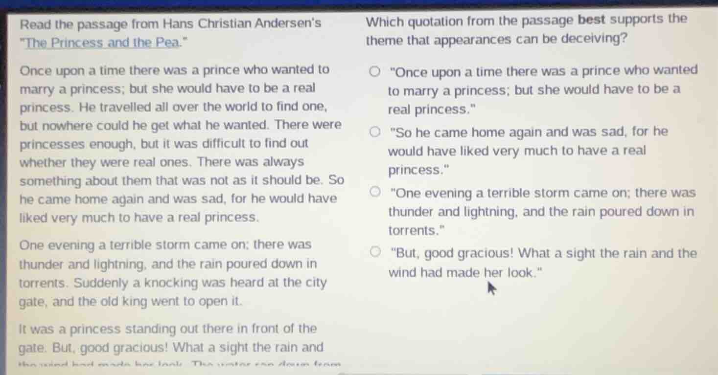 read the passage from hans christian andersens \the princess and the pe…