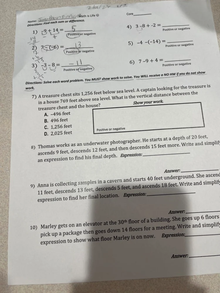 name:math is life ©core______directions: find each sum or difference.1)…