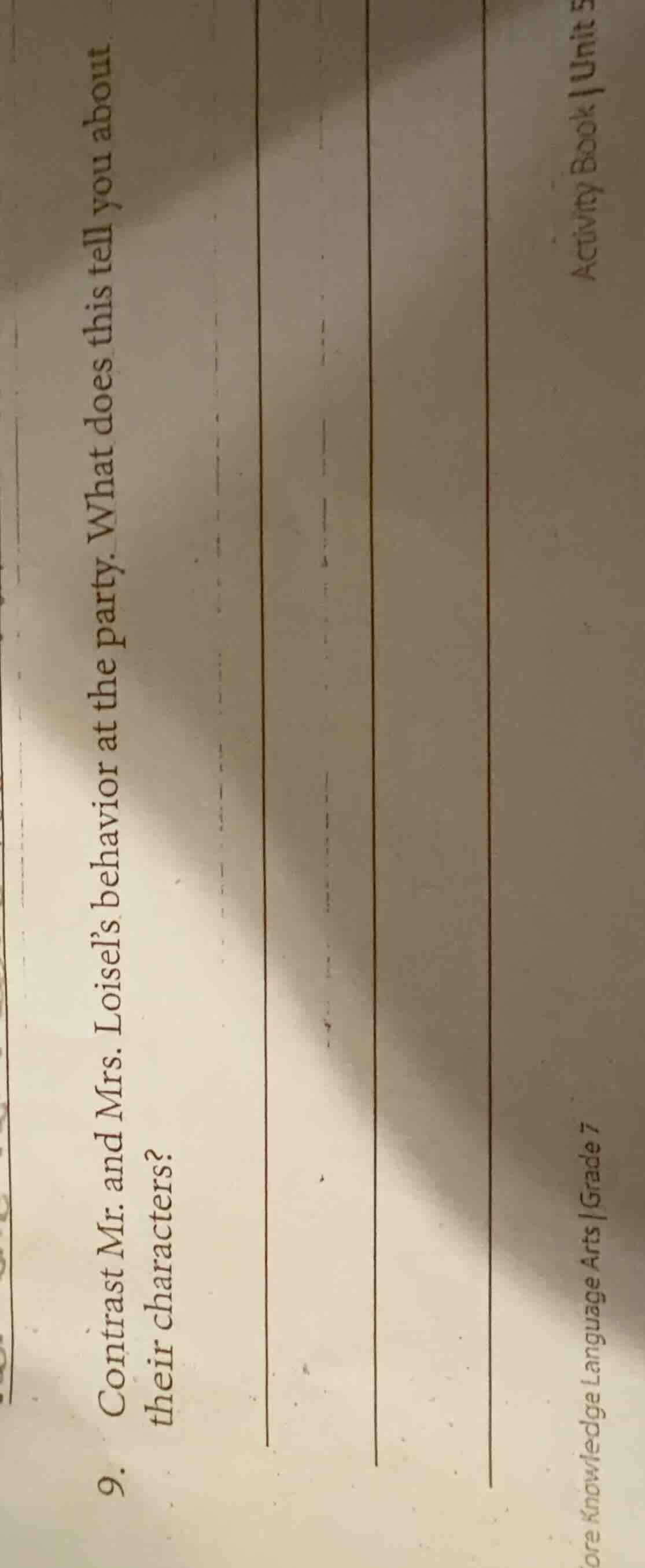 9. contrast mr. and mrs. loisels behavior at the party. what does this …
