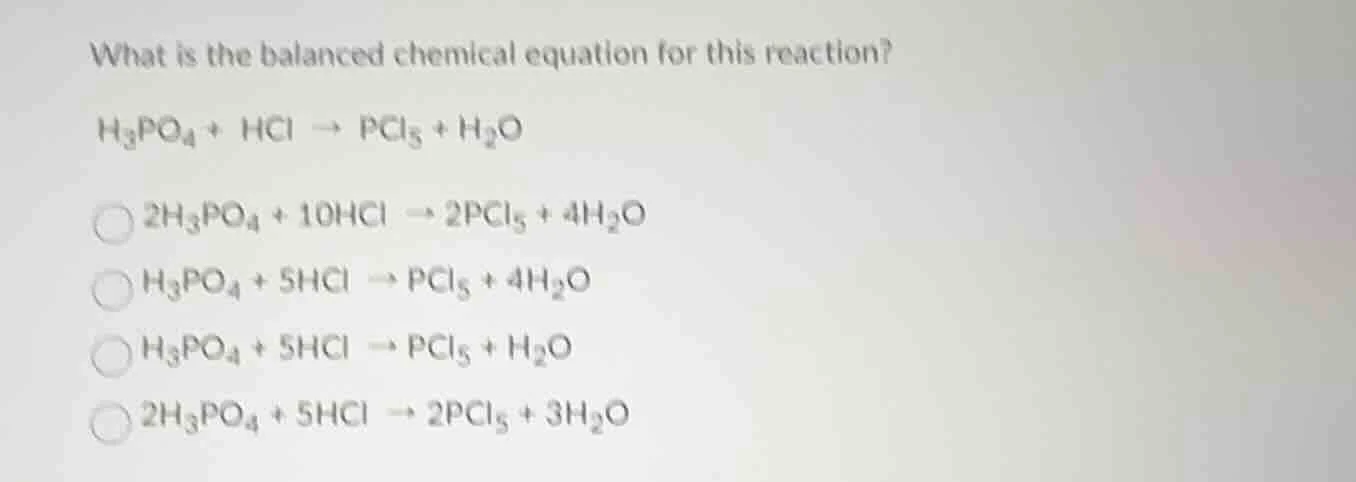 what is the balanced chemical equation for this reaction? $ce{h3po4 + h…
