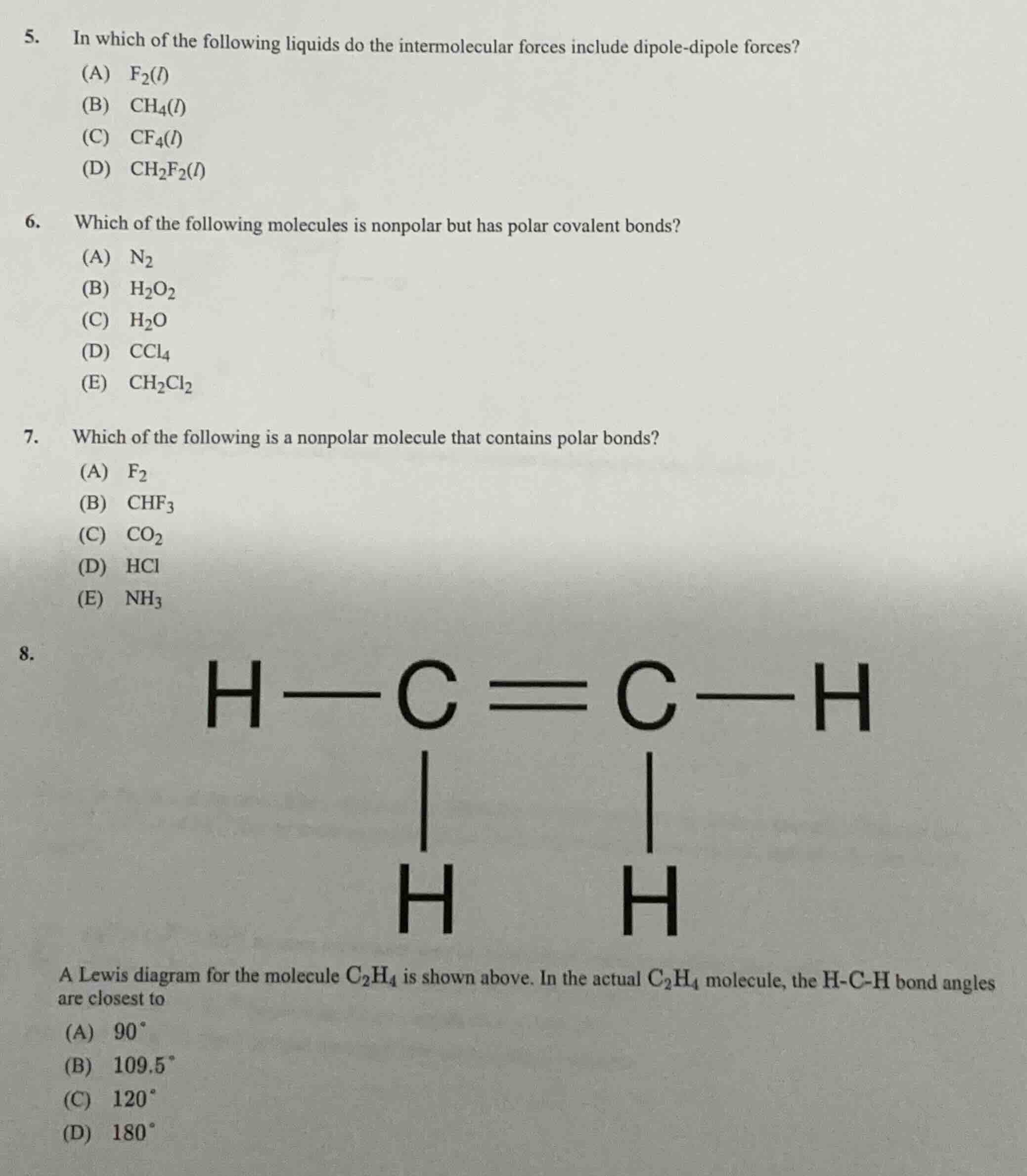 5. in which of the following liquids do the intermolecular forces inclu…