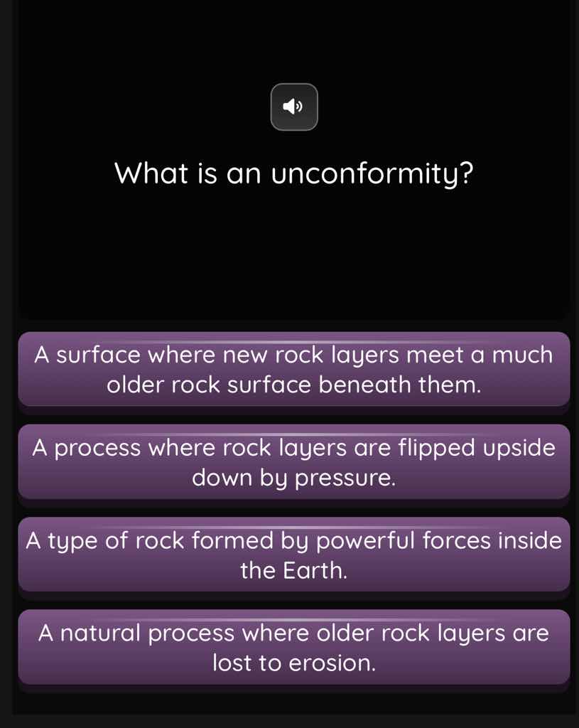 what is an unconformity? a surface where new rock layers meet a much ol…