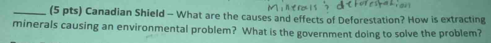 (5 pts) canadian shield – what are the causes and effects of deforestat…