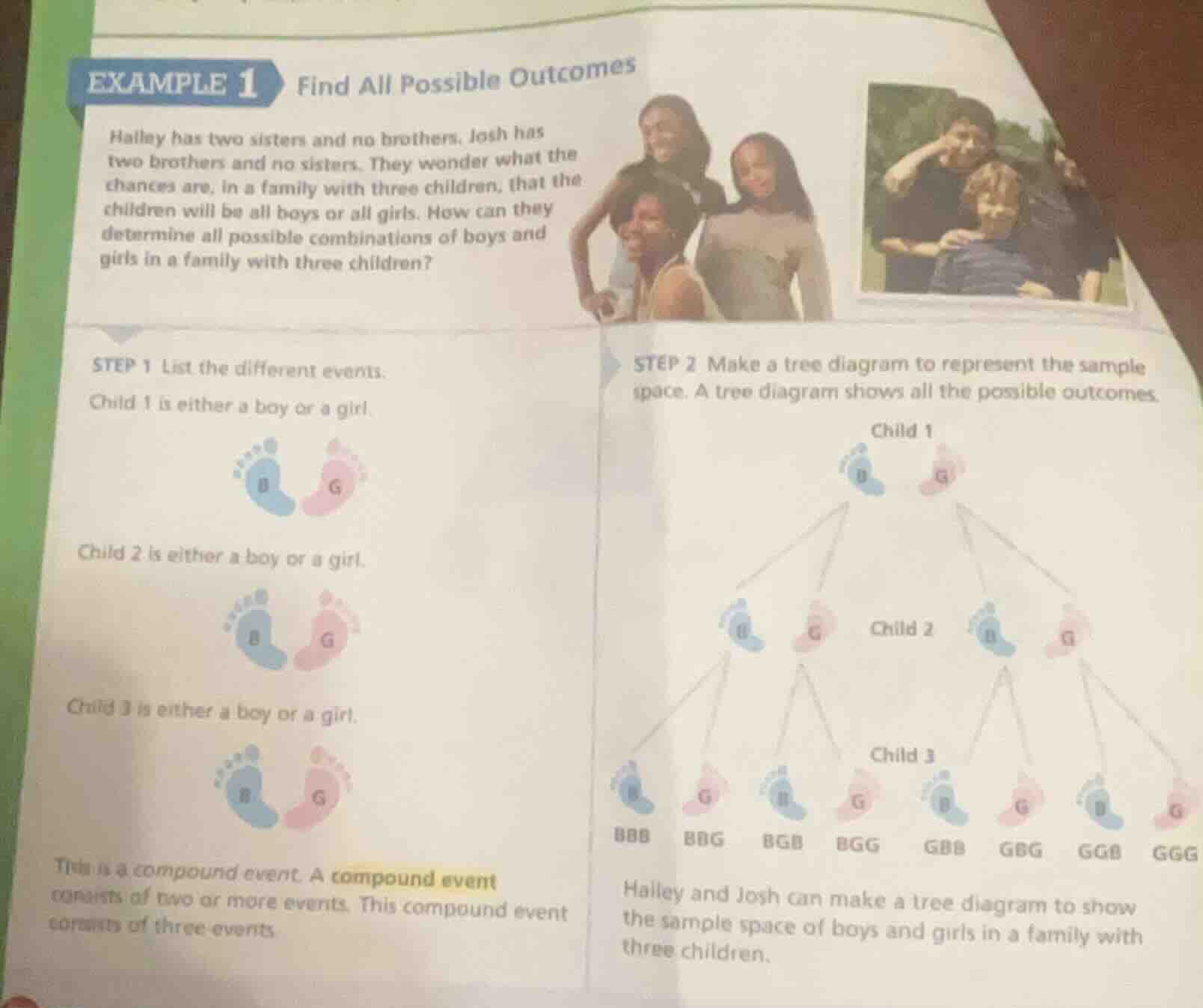 example 1 find all possible outcomes hailey has two sisters and no brot…