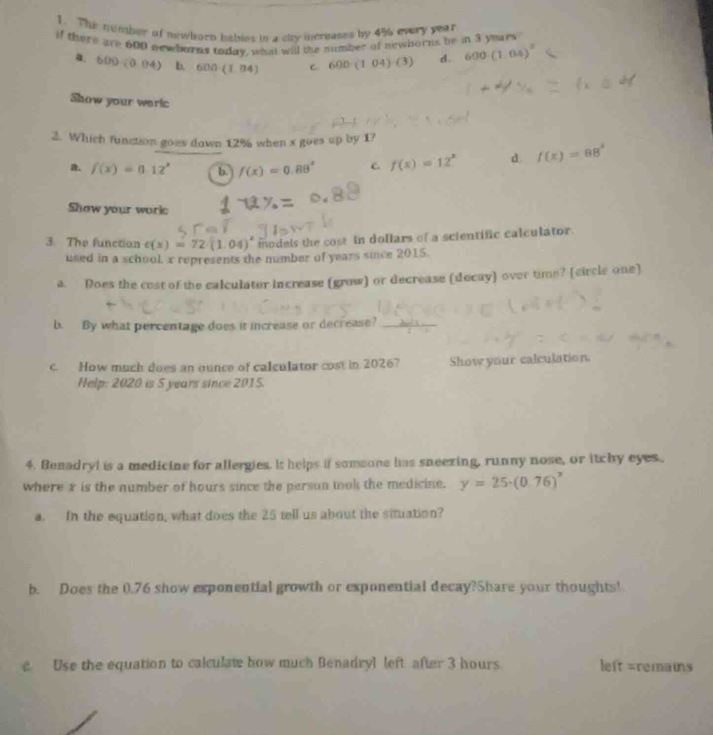1. the number of newborn babies in a city increases by 4% every year. i…