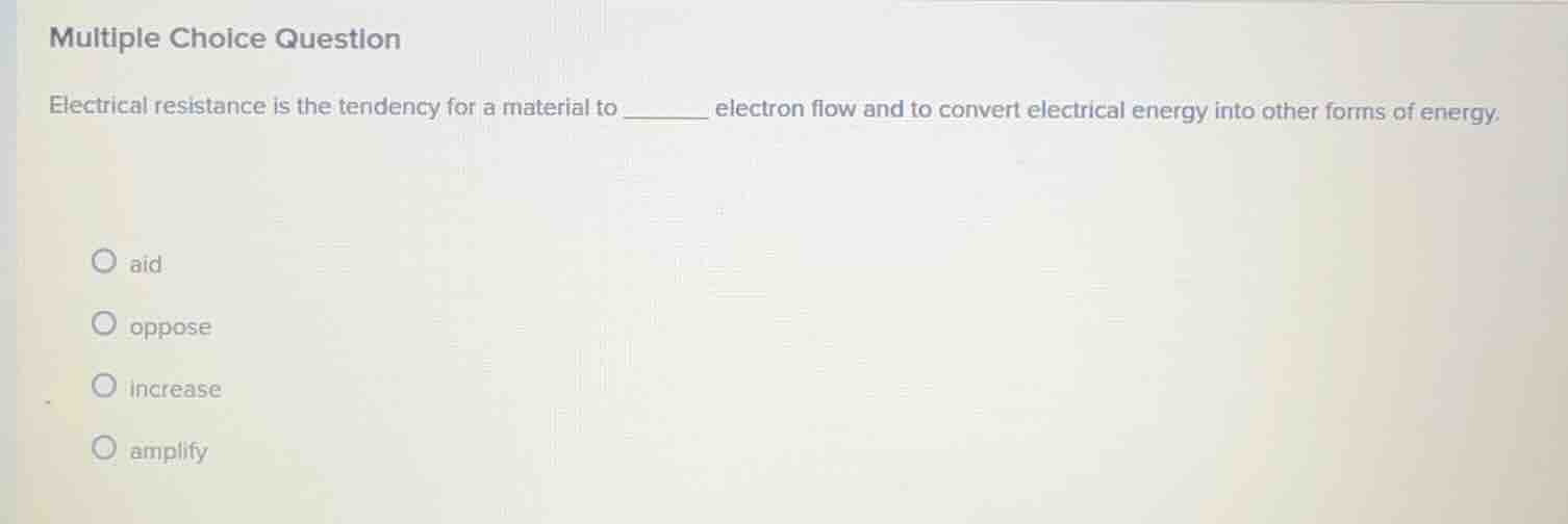 multiple choice question electrical resistance is the tendency for a ma…