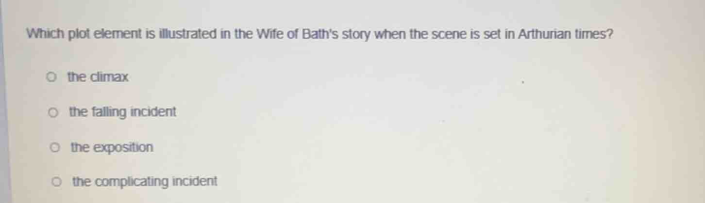 which plot element is illustrated in the wife of baths story when the s…