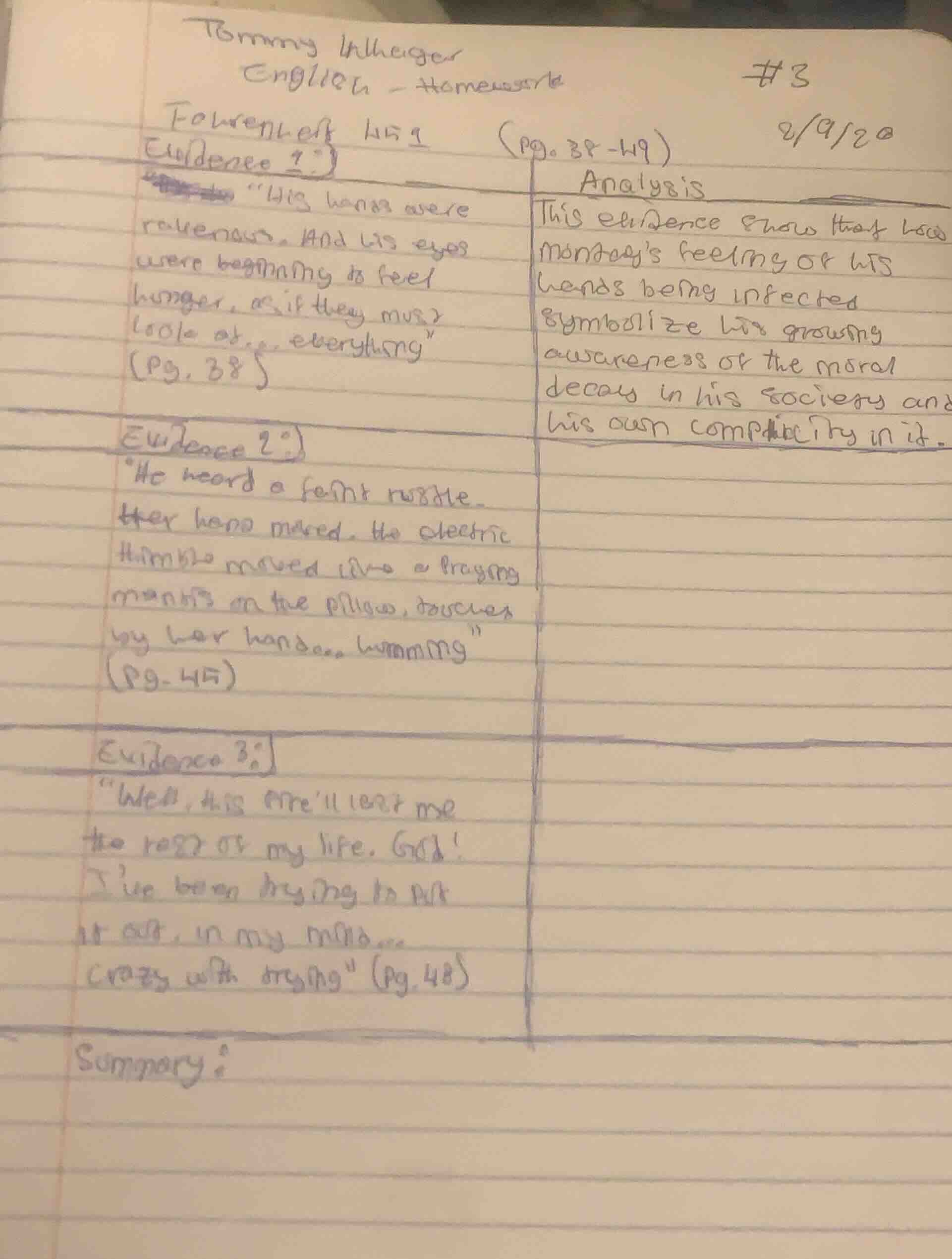 tommy inheger english - homework #3 2/9/20 fahrenheit 451 (pg. 38-49) e…