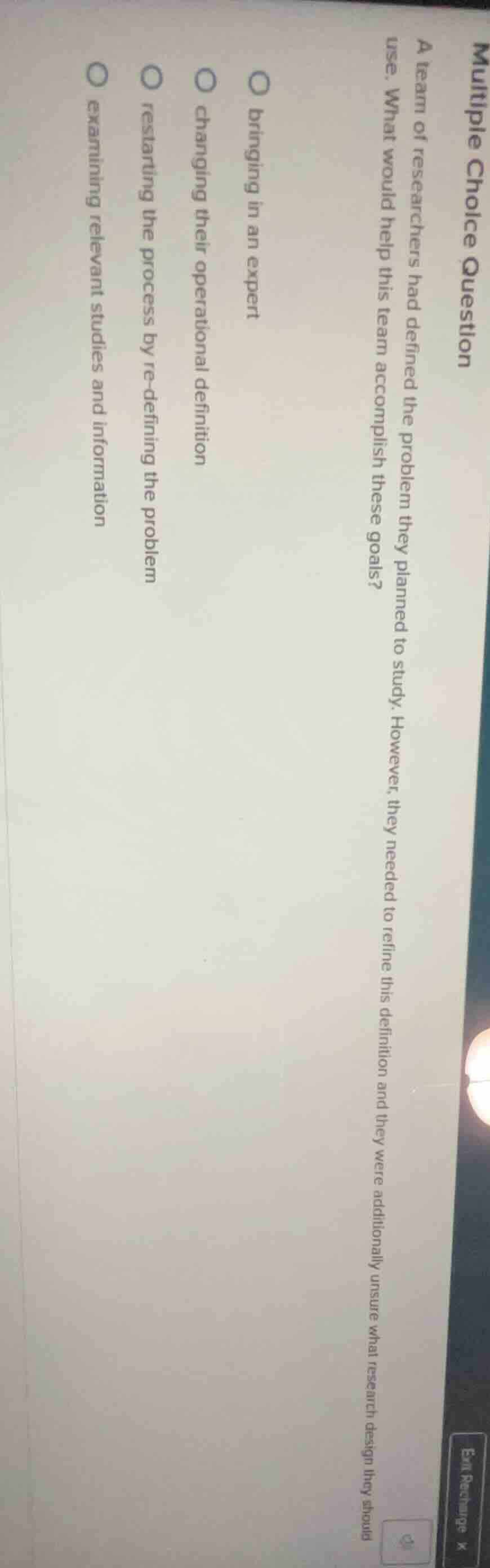 multiple choice question a team of researchers had defined the problem …