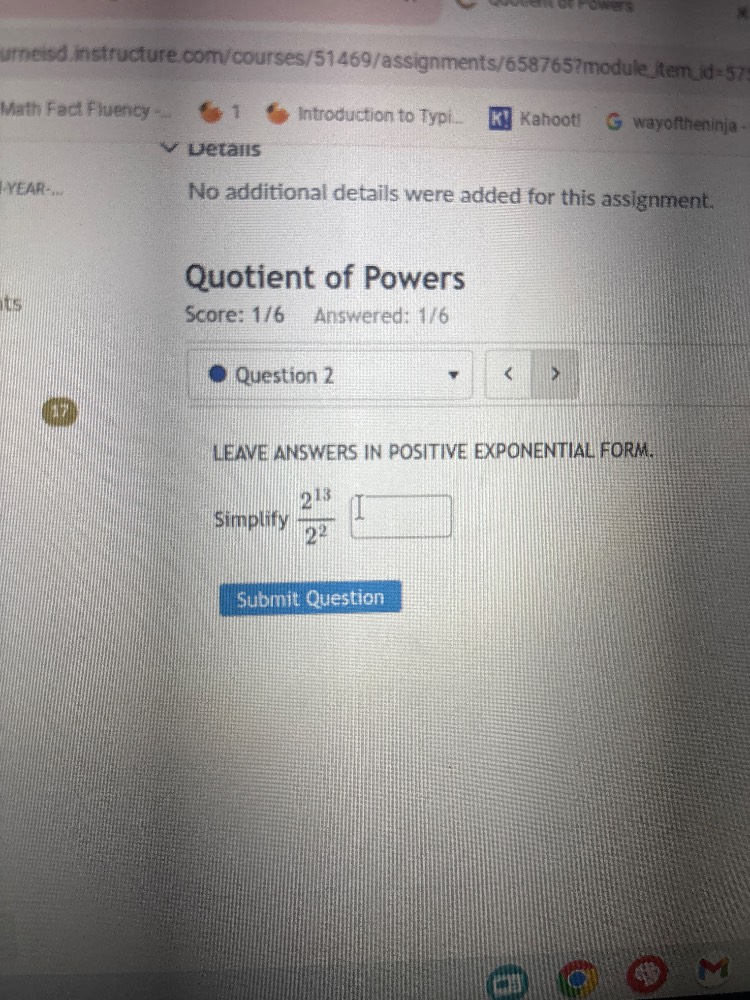 no additional details were added for this assignment. quotient of power…