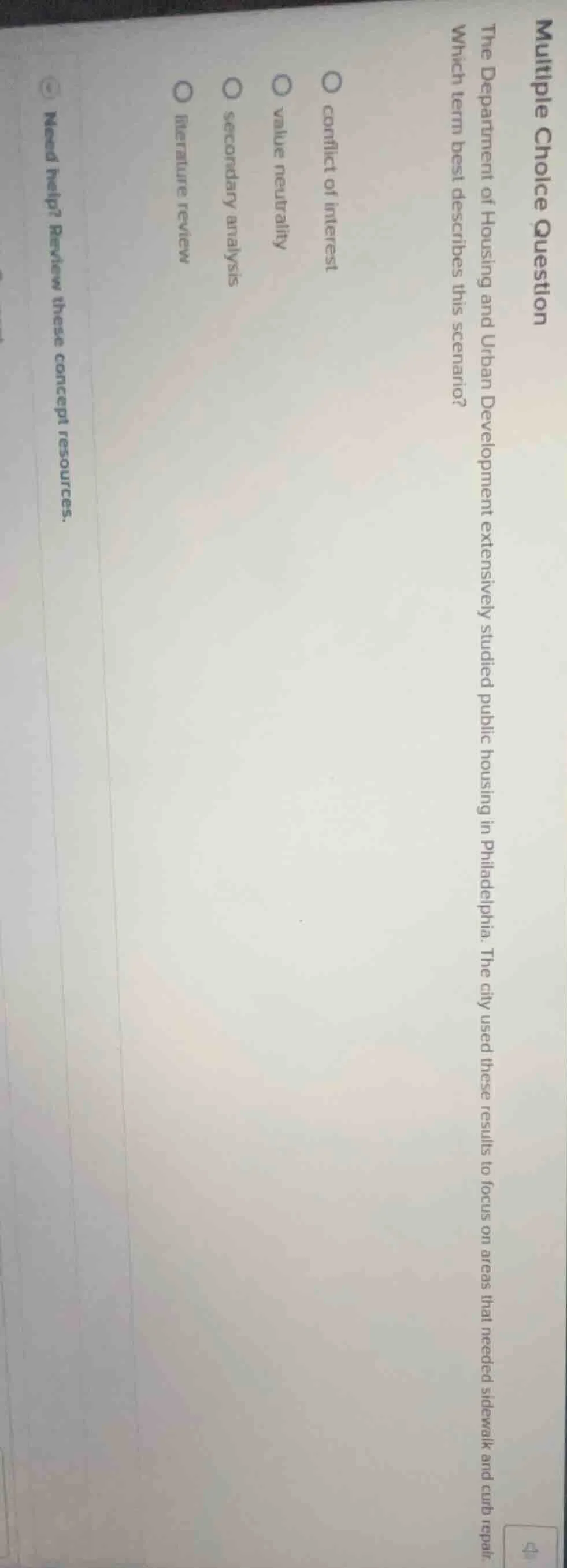 multiple choice question the department of housing and urban developmen…