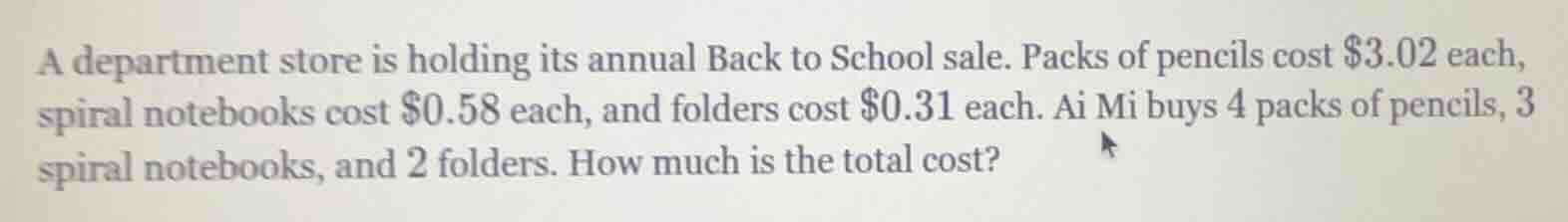 a department store is holding its annual back to school sale. packs of …