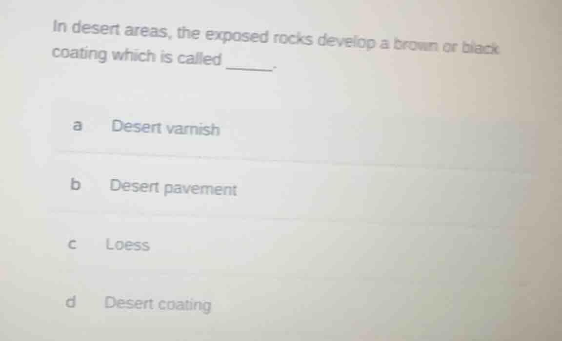 in desert areas, the exposed rocks develop a brown or black coating whi…